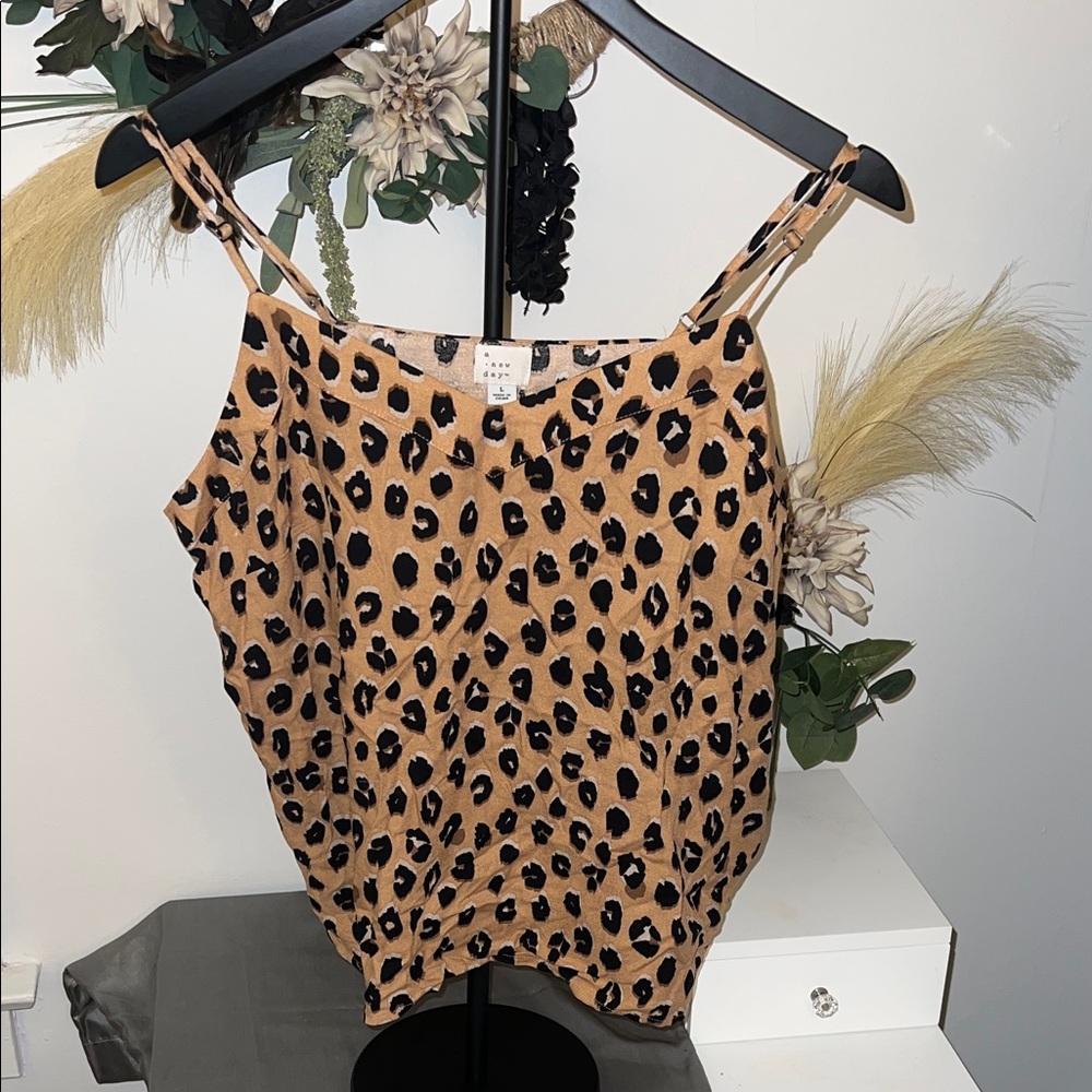 Target Leopard Print Spaghetti Strap Cami - Tan & Black